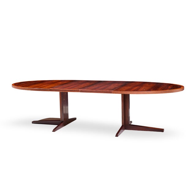 Mid-Century Modern John Mortensen for Heltborg Møbler Mid Century Danish Rosewood Expanding Dining Table With 2 Leaves For Sale - Image 3 of 13