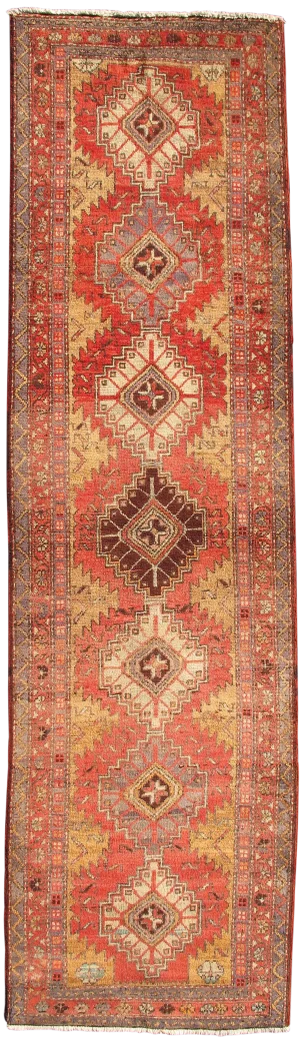 1950s Semi Vintage Heriz Runner Rug - 3′ × 10′6″