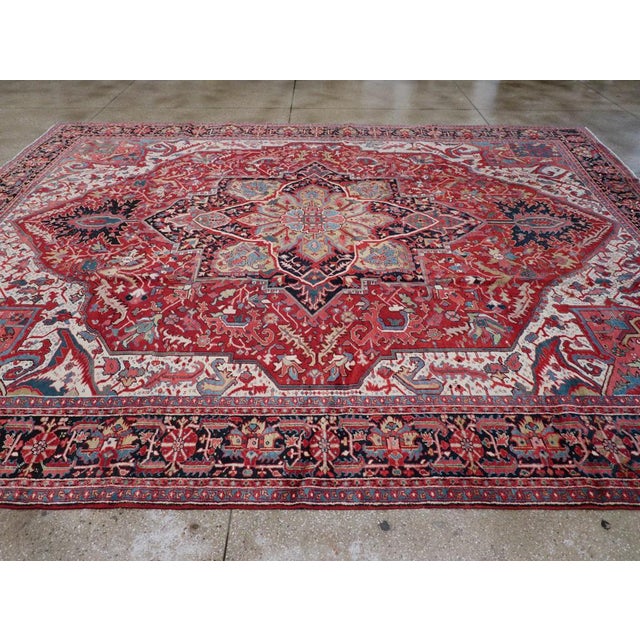 Galerie Shabab Collection Early 20th Century Persian Heriz Room Size Carpet For Sale In New York - Image 6 of 10