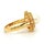 This gorgeous authentic cocktail ring is crafted in solid 18k yellow gold and features a striking two-tier round frame set...