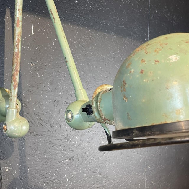 Vintage Jielde 2-Arm Wall Light in Green from Jean-Louis Domecq, 1950s For Sale - Image 4 of 8