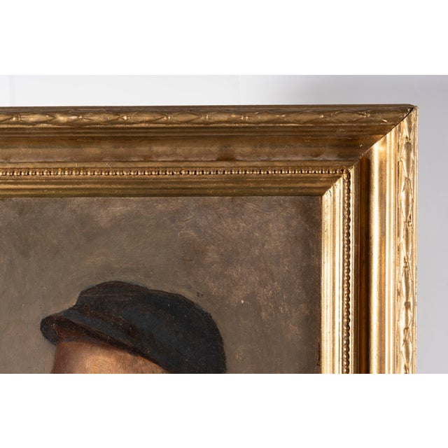 Unknown, Portrait of a Young Boy with Cap and Red Scarf, Oil Painting For Sale - Image 6 of 12