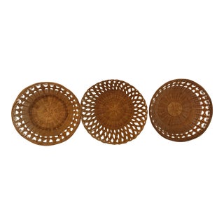 Vintage Wicker Baskets - Set of 3 For Sale