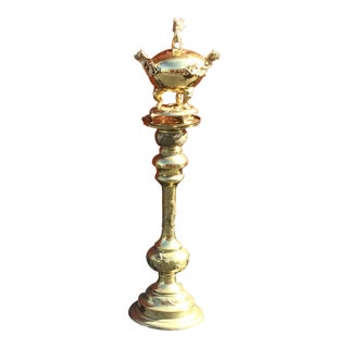 Brass Two Piece Pedestal & Incense Burner For Sale