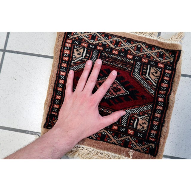 Mid-Century Modern 1960s, Handmade Vintage Uzbek Bukhara Mat Rug 1' X 1' For Sale - Image 3 of 8
