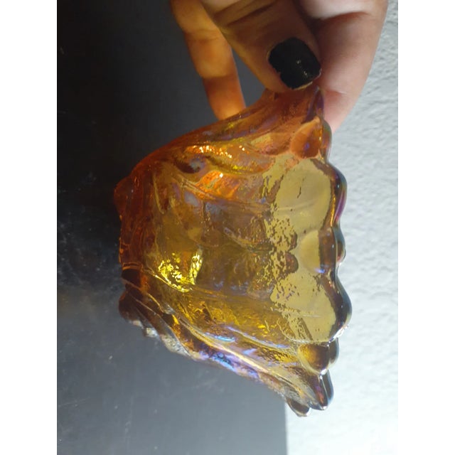 Indiana Glass Company 1970s Vintage Indiana Glass Iridescent Marigold Single Taper Candle Holder For Sale - Image 4 of 8