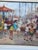 Persimmon Jean Boissin Mid-Century Impressionist Style Oil Painting Carnival Scene in France For Sale - Image 8 of 15