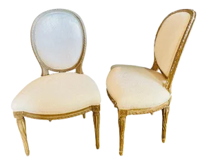 Jansen Distressed Sherpa Upholstered Side Chairs - a Pair