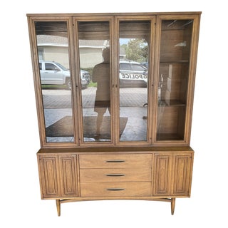 1960s Vintage Broyhill Sculptra Credenza With Detachable Hutch For Sale