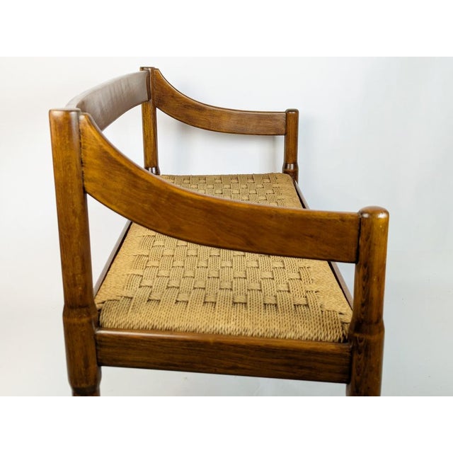Walnut and Rope Carimate Bench by Magistretti for Cassina, 1963 For Sale - Image 9 of 18