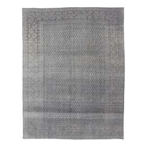 Distressed Persian Antique Tabriz Carpet With Muted Floral Design in Light Gray