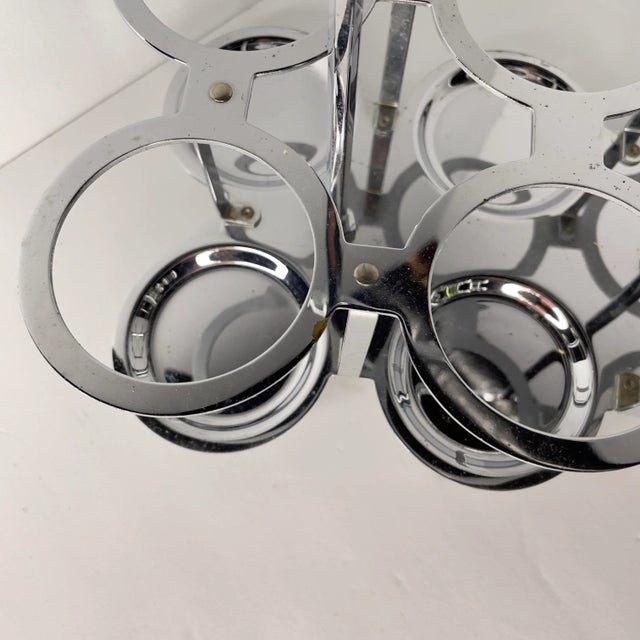 Metal Vintage Chrome Farberware Drink Caddy and Green Bormioli Rocco Cordial Glasses- 7 Pieces For Sale - Image 7 of 9