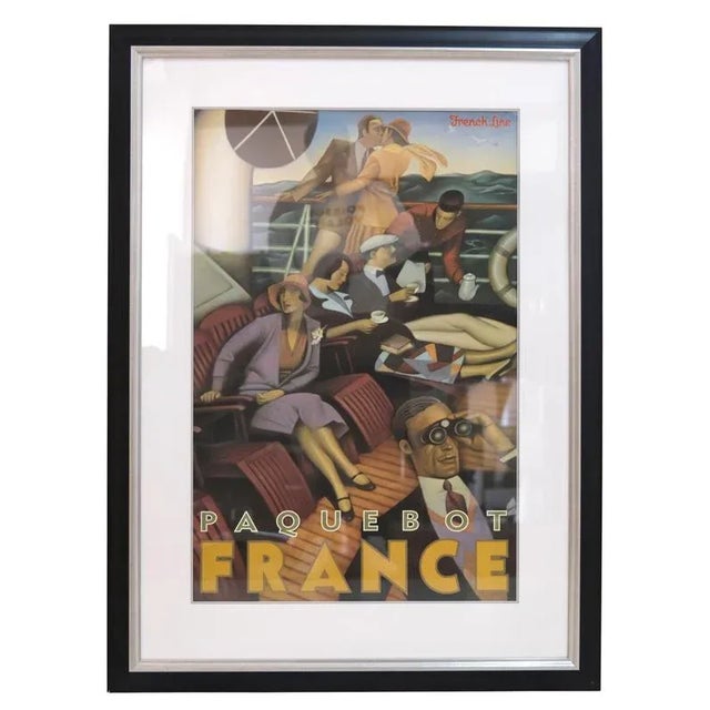 Poster from the Art Deco “France” The transatlantic liner FRANCE was in use from 1960 to 1979, among other things, on the...