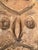 Deeply carved heavy wood hanging sculptural plaque Burn in signature on the back approximately 23.5 high 16 wide 2 inches...