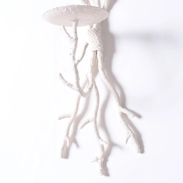 White Pair of Faux Coral Metal Wall Sconces For Sale - Image 8 of 9