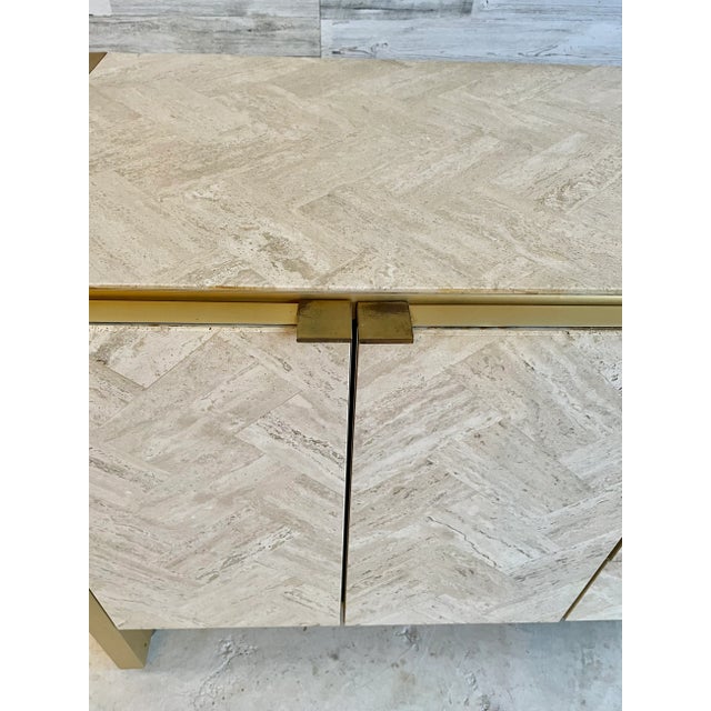 Ello Travertine and Brushed Brass Credenza For Sale In Dallas - Image 6 of 13