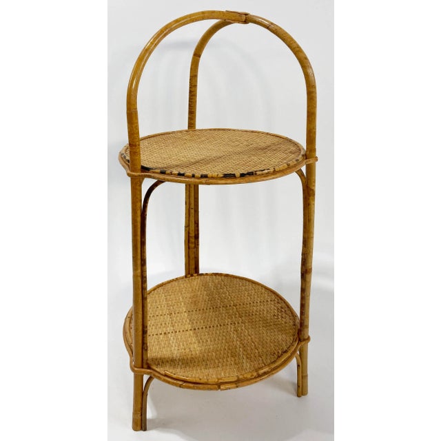 Scorched Bamboo Tiered Serving Stand For Sale - Image 4 of 9