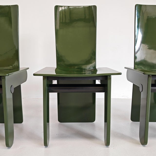 Vintage English Green Lacquered Chairs by Carlo Scarpa for Gavina, 1970s, Set of 4 For Sale - Image 13 of 18