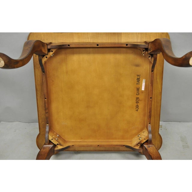 Contemporary Italian Regency Style Star Inlay Cabriole Leg Burl Wood Game Table For Sale - Image 11 of 13
