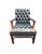 English Vintage Chesterfield Tufted Blue Leather Arm Chairs a Pair. English Style With Brass Nailhead Accent's For Sale - Image 3 of 5