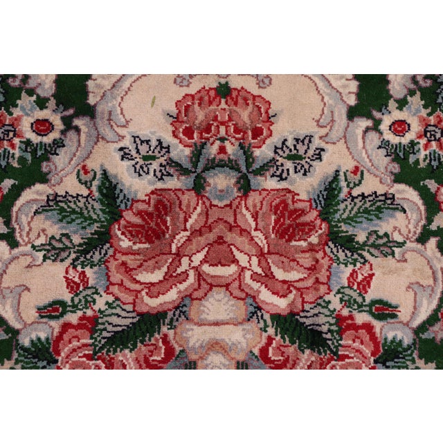 1990s Floral 1990's Pak-Persian Green/Beige Wool Rug - 9'4'' X 12'6'' For Sale - Image 5 of 9