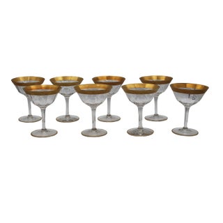 Circa 1930s Set of 8 Minton Clear Optic Champagne Glasses by Tiffin-Franciscan For Sale