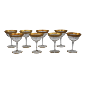Circa 1930s Set of 8 Minton Clear Optic Champagne Glasses by Tiffin-Franciscan