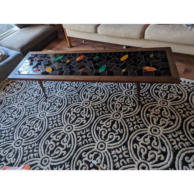 Coffee 1960s Mid Century Metallic Tile Walnut Coffee Table For Sale - Image 8 of 10