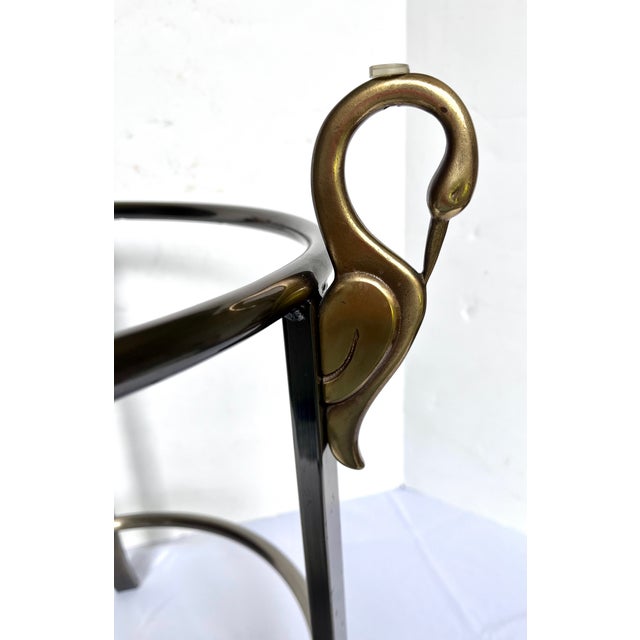 Transparent 1980s Design Institute of America Beveled Glass Swan Accent Table For Sale - Image 8 of 16