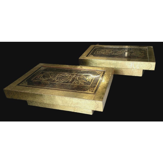 Mastercraft Mid 20th Century Acid Etched Brass Coffee Table Attributed to Bernhard Rohne For Sale - Image 4 of 8