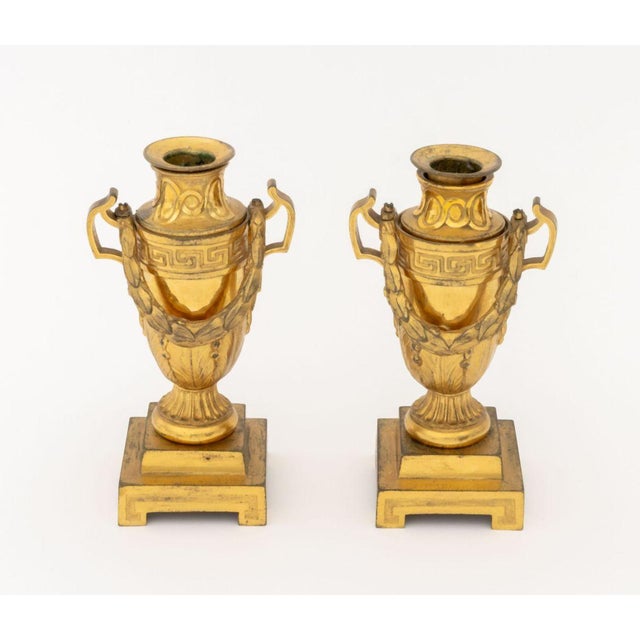 Traditional French Empire Bronze Candlestick-Cassolettes, 2 For Sale - Image 3 of 12