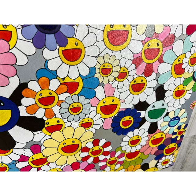Wood Oil on Canvas Painting in the Style of Takashi Murakami For Sale - Image 7 of 12