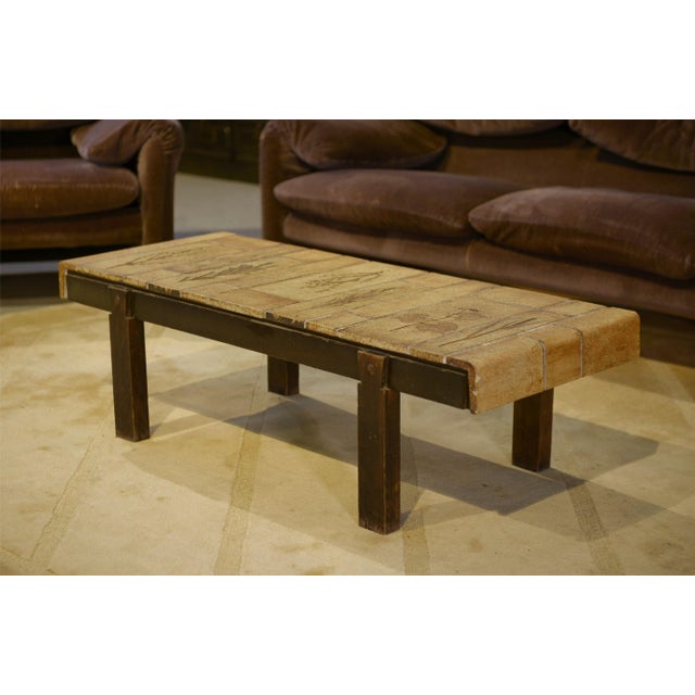 Wood Ceramic Herbier Coffee Table by Roger Capron, 1960s For Sale - Image 7 of 11