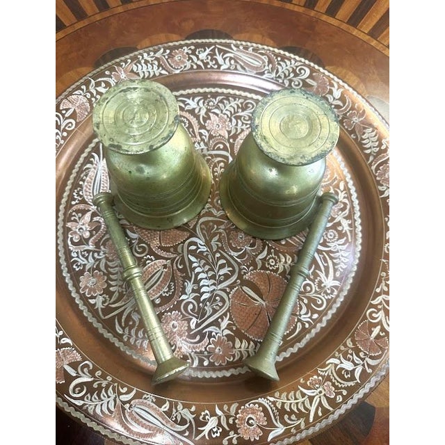 Mid 20th Century Pair of Vintage Brass Mortar and Pestles For Sale - Image 5 of 6
