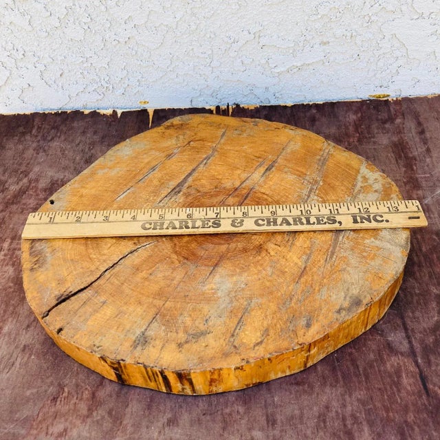 Brown Vintage Mid 20th Century Decorative Wood Slice Cutting Board For Sale - Image 8 of 11