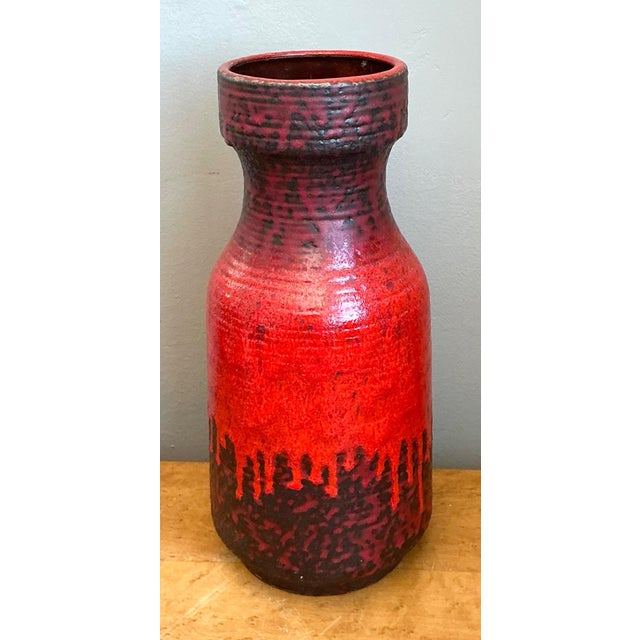Vintage West German Red Drip Glaze Ceramic Vase For Sale - Image 13 of 13