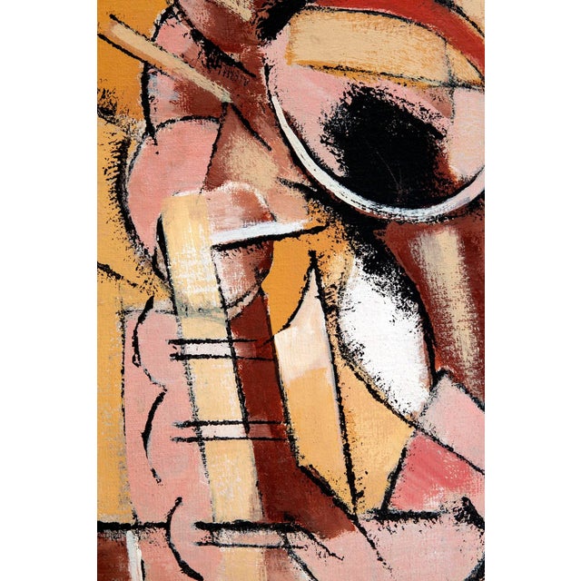 Mid 20th Century Abstract Acrylic Painting on Canvas "Still Life With Table & Saxophone" For Sale In Los Angeles - Image 6 of 9