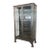 Large Antique Double Door Brushed Steel Apothecary Vitrine Cabinet For Sale