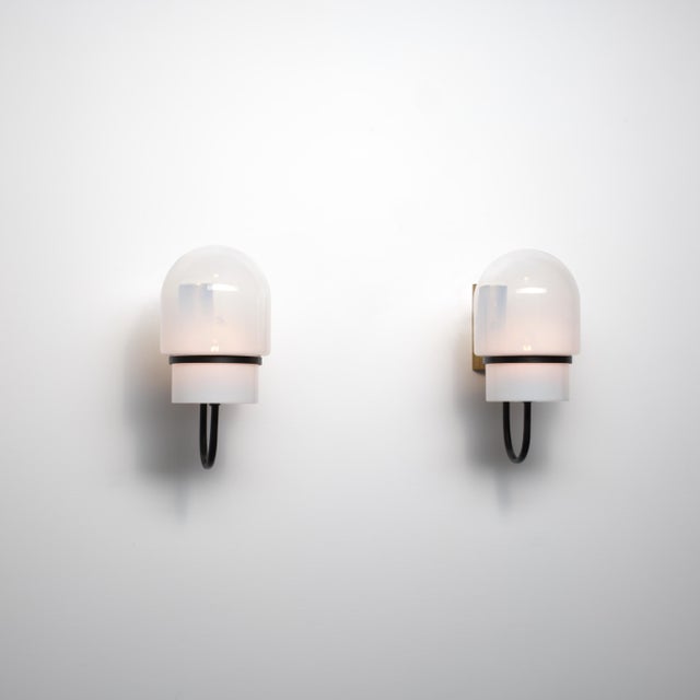 Mid-Century Modern Italian Modern Wall Sconces in Black-Enamelled Brass, 1960s, Set of 2 For Sale - Image 3 of 10