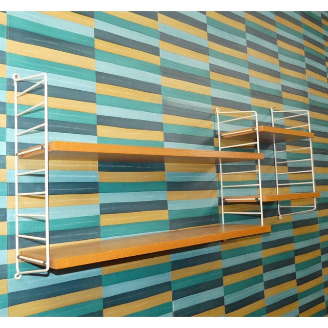 Wood Swedish String Shelving Unit in Elm by Kajsa & Nils Nisse Strinning, 1960s For Sale - Image 7 of 13