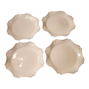 1990s Juliska Thread and Berry Whitewash Chargers- Set of 4
