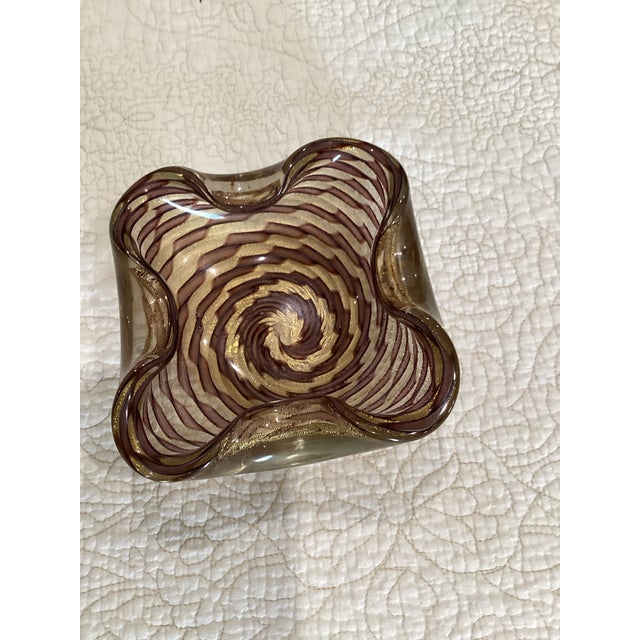 Barovier & Toso 1950s Barovier& Toso Zebrati Gold Dust Bowl For Sale - Image 4 of 5