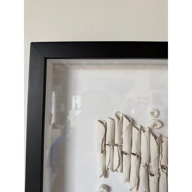 1990s Vintage Signed C. Marhg Sirt Organic Ceramic Wall Sculpture in Shadow Box Frame For Sale In Miami - Image 6 of 12