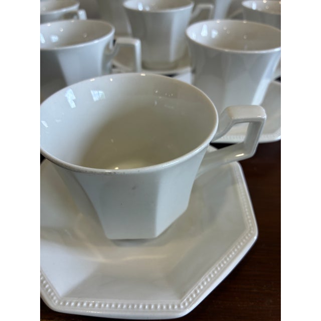 Johnson Brothers Vintage Johnson Brothers Heritage White Ironstone Cups & Saucers — Set of 10 For Sale - Image 4 of 16