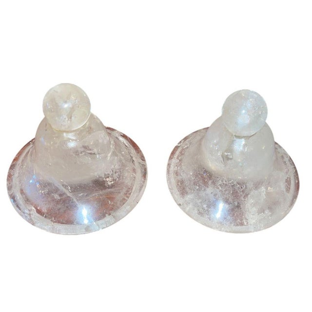 Mid 20th Century Mid 20th Century Pair of Italian Rock Crystal Lidded Urns For Sale - Image 5 of 9