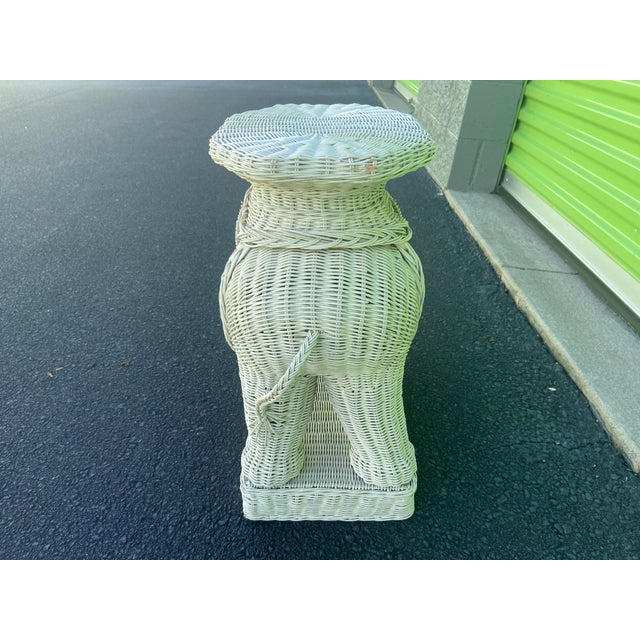 Vintage White Wicker Elephant Side Table With Removable Tray Chairish