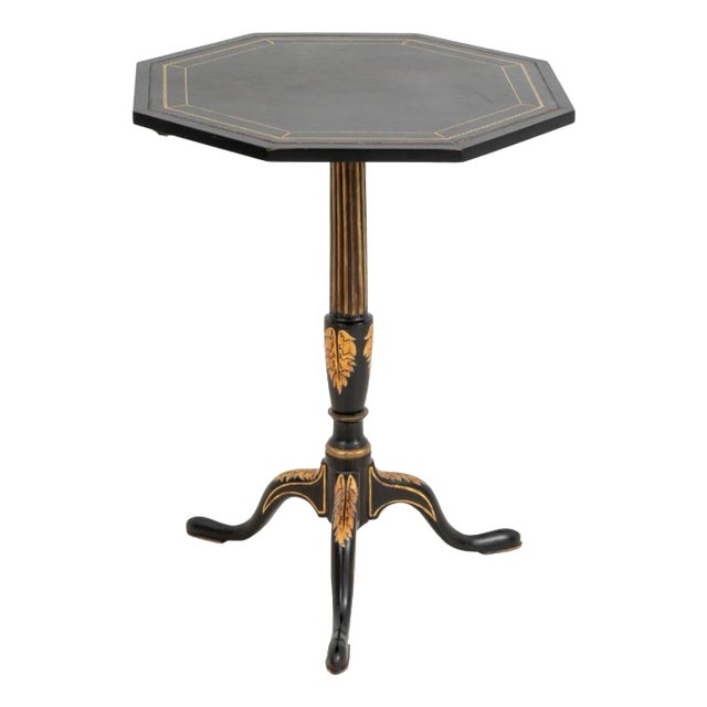 Regency Style Ebonized & Gilt Painted Tripod Table For Sale