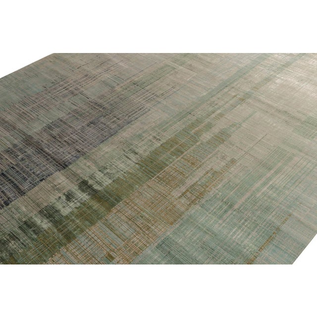Rug & Kilim Rug & Kilim’s Modern Abstract Rug in Blue, Green and Greige Geometric Pattern For Sale - Image 4 of 8