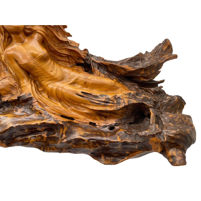 Large Carved Mahogany Sculpture of Two Reclining Women, Circa 1970s For Sale - Image 16 of 18