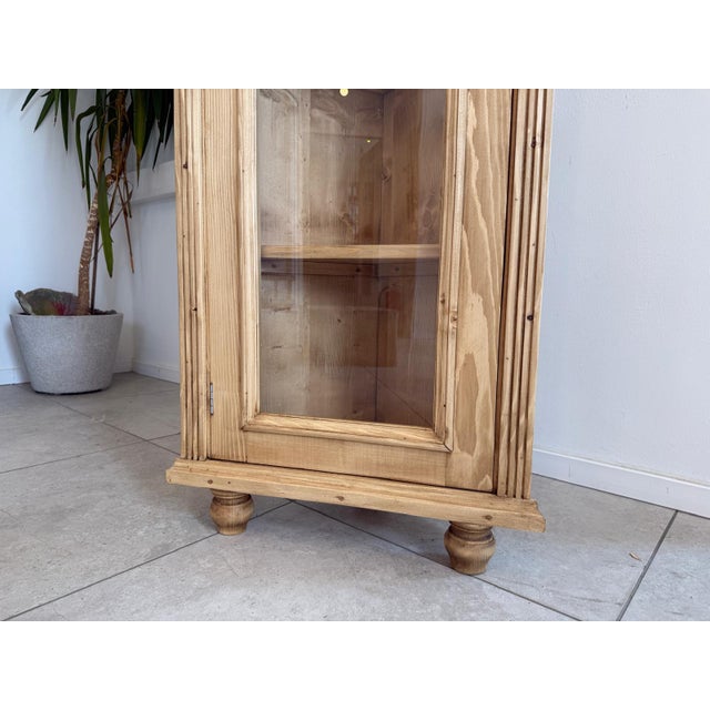 Brown Corner Display Cabinet in Natural Wood and Softwood For Sale - Image 8 of 11